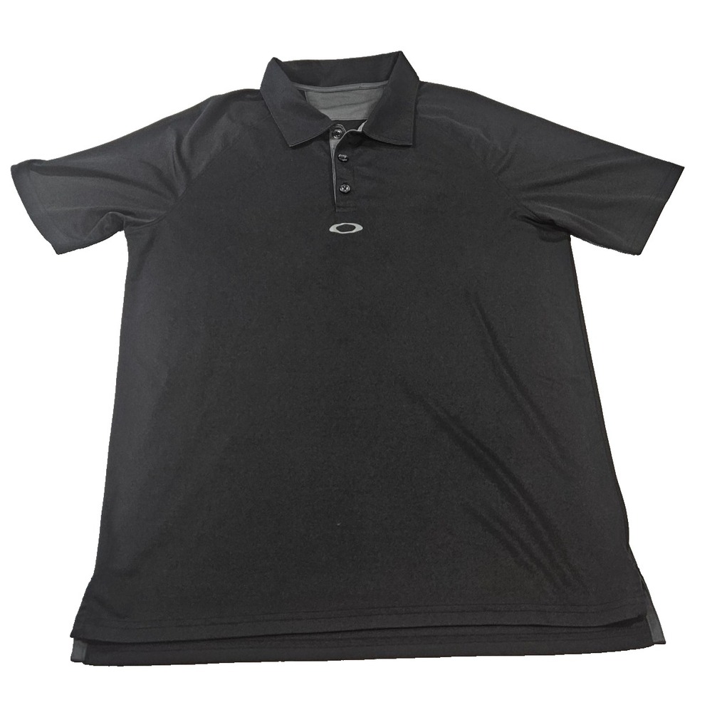 Oakley Hydrolix Mens Polo Shirt Black Performance Golf Ellipse Logo SS ~Size M